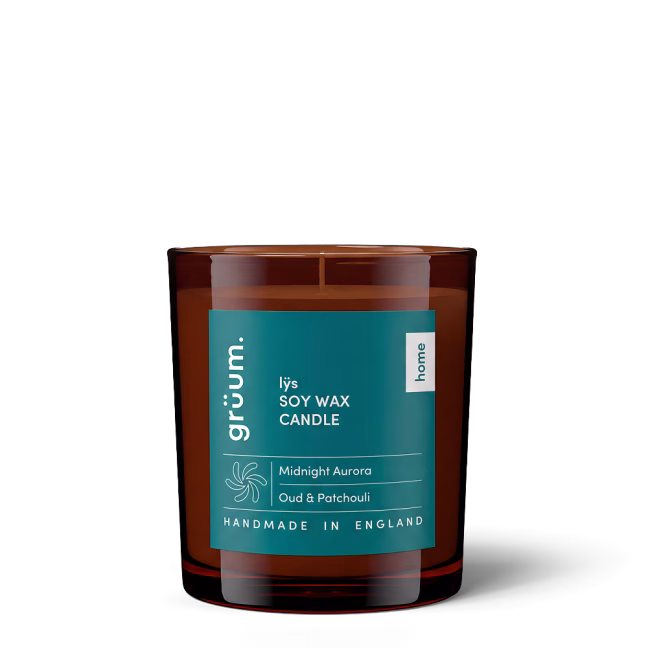 Soy wax candle in glass jar