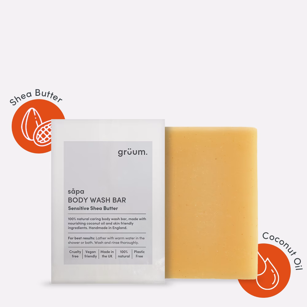 Body wash bar with packaging