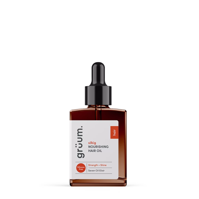 Bottle of nourishing hair oil