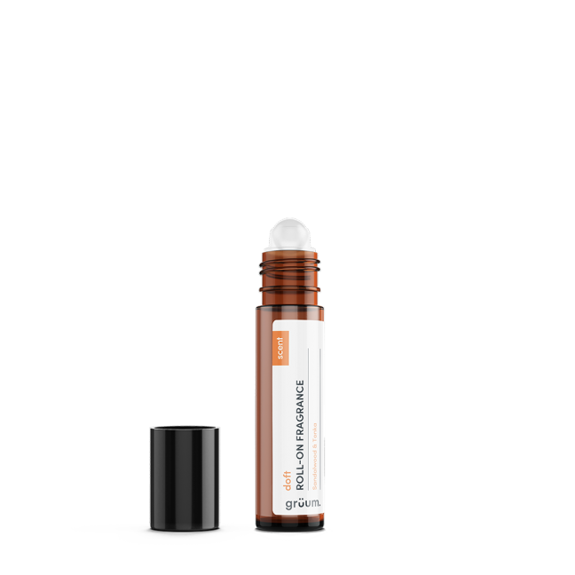 Roll-on fragrance bottle with open cap