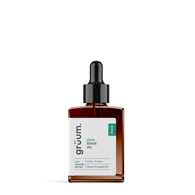 Shave oil bottle with dropper.
