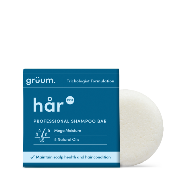 Blue shampoo bar packaging and white bar
