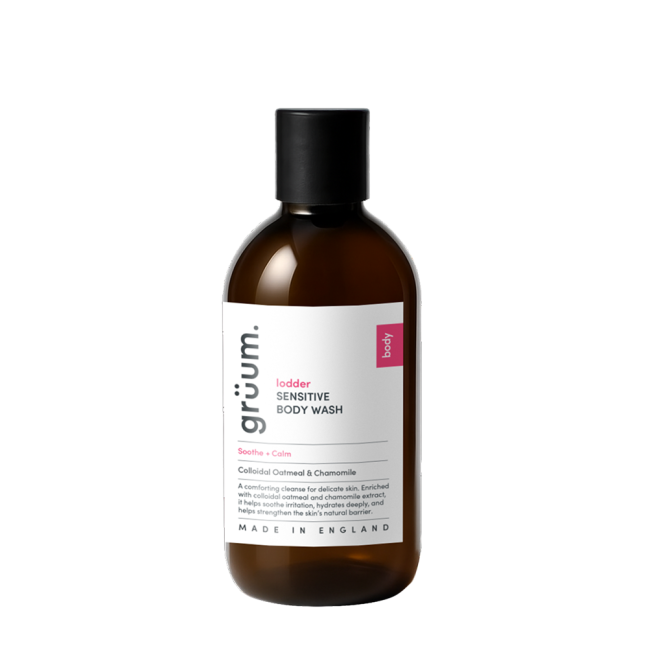 Brown bottle of body wash.