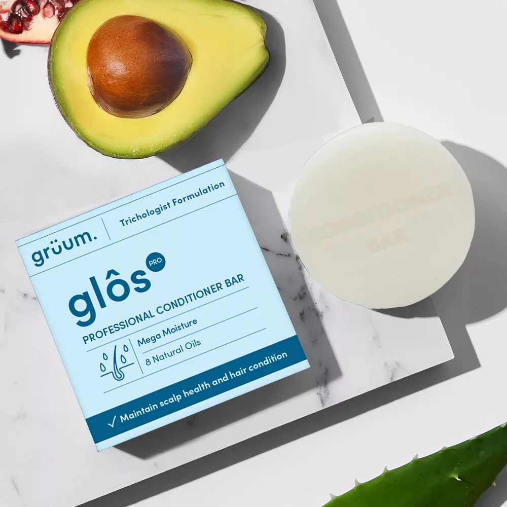 Conditioner bar, avocado, and pomegranate seeds.