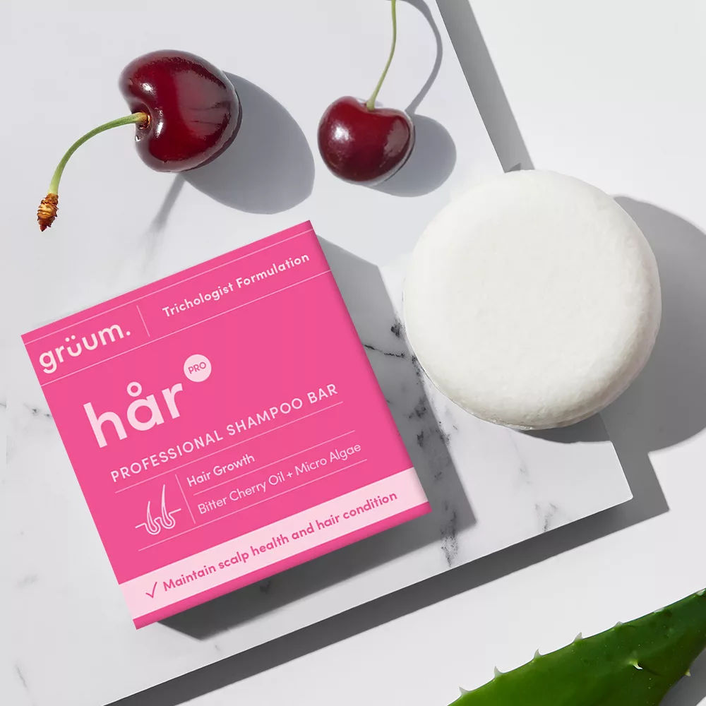 Shampoo bar with cherries and aloe.