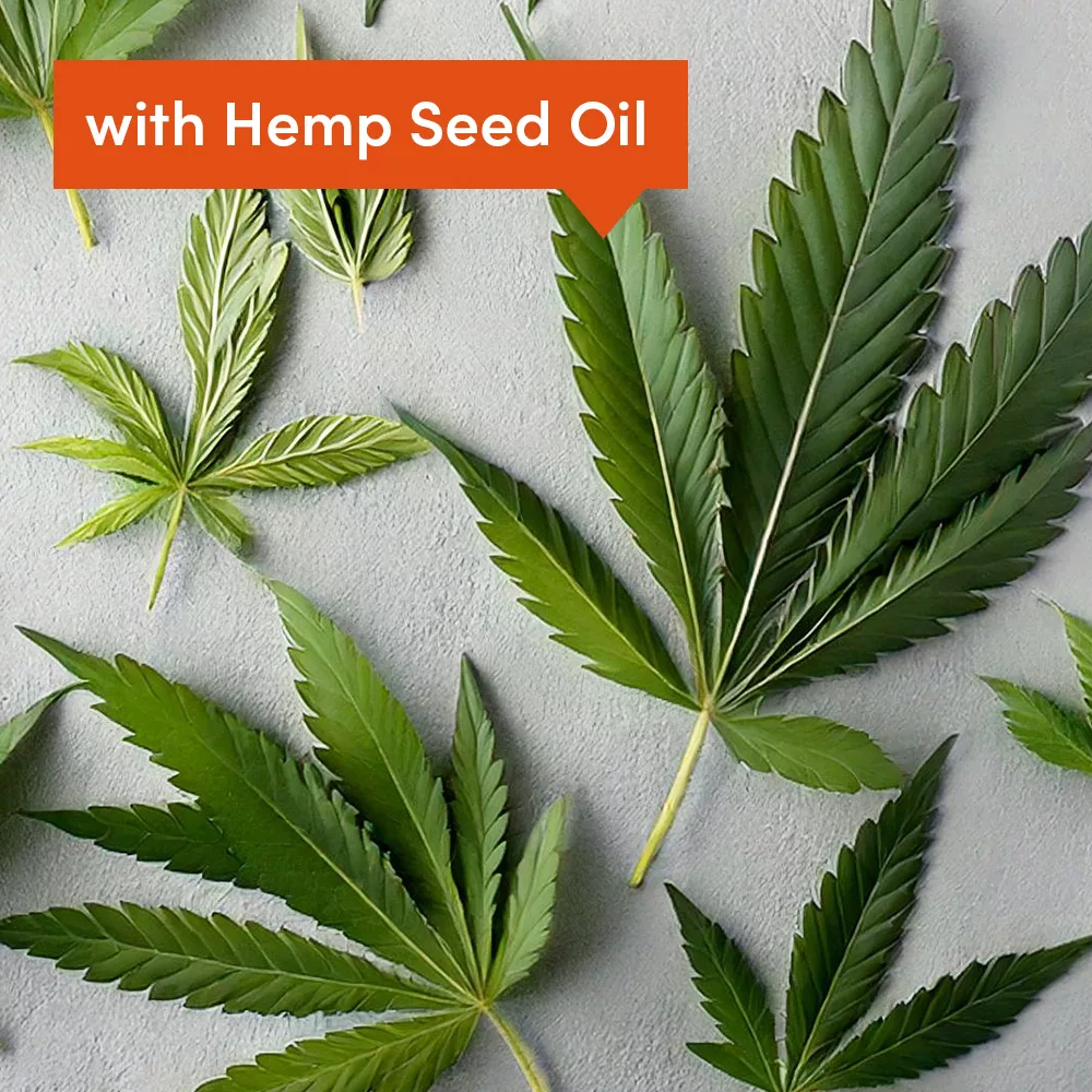 Hemp leaves with label