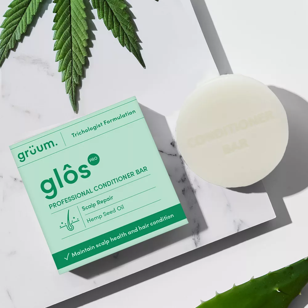 Conditioner bar with green packaging