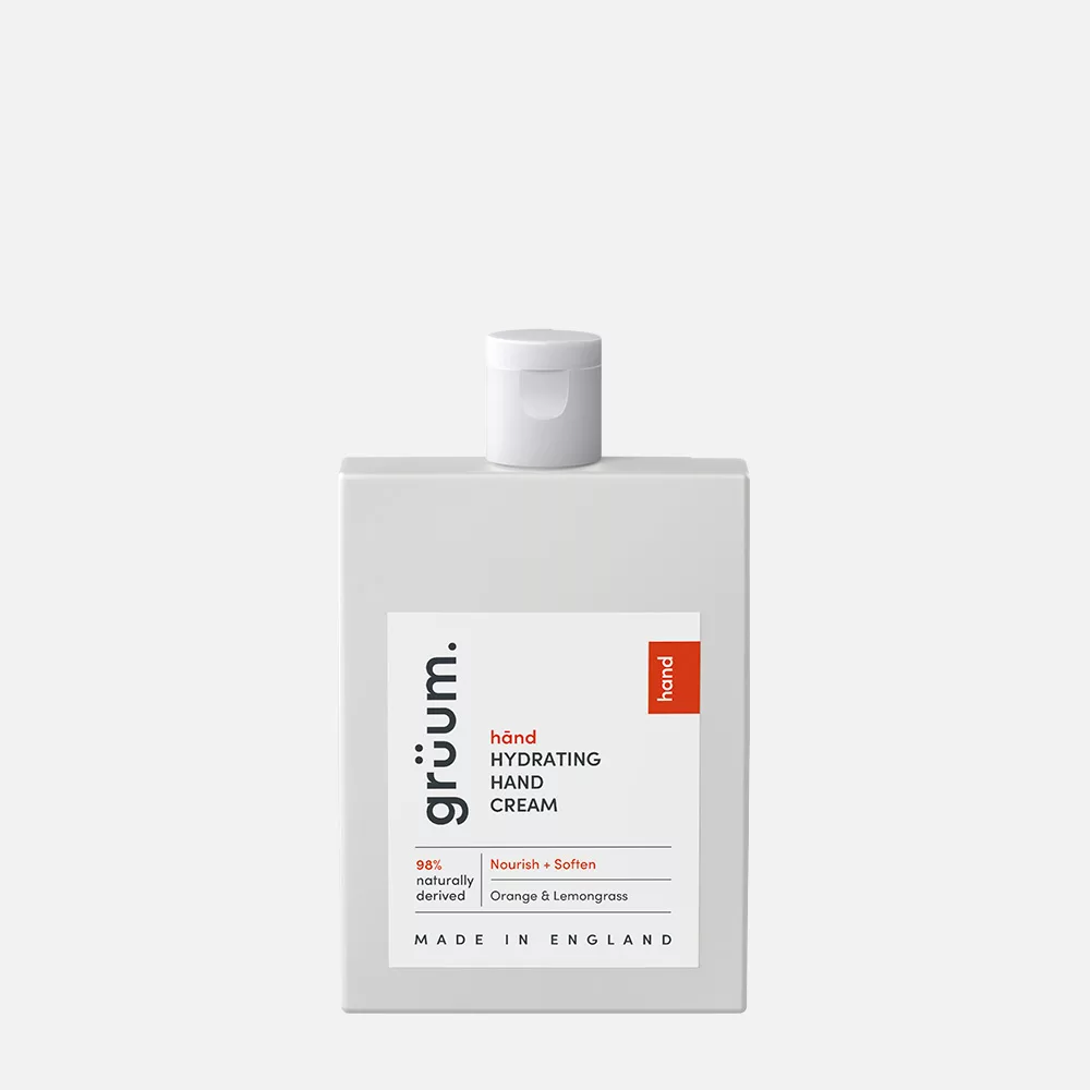 White hand cream bottle with label